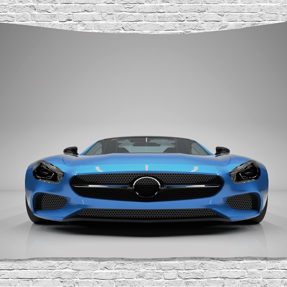 3/ $15 Sleek Blue Sports Car Tapestry